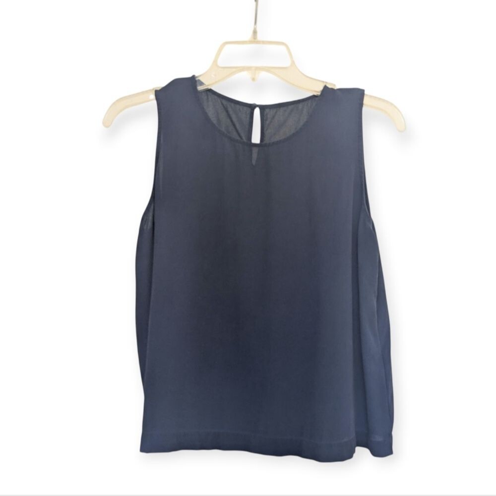 Eileen Fisher 100% Silk Navy Tank Blouse